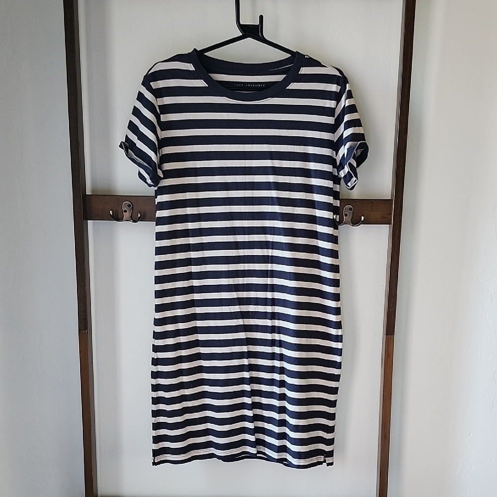 Navy and White Striped T-Shirt Dress